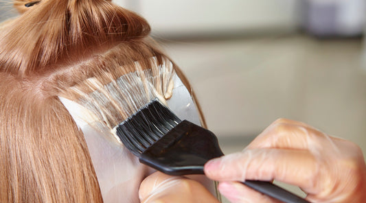 close up of hair dyeing 